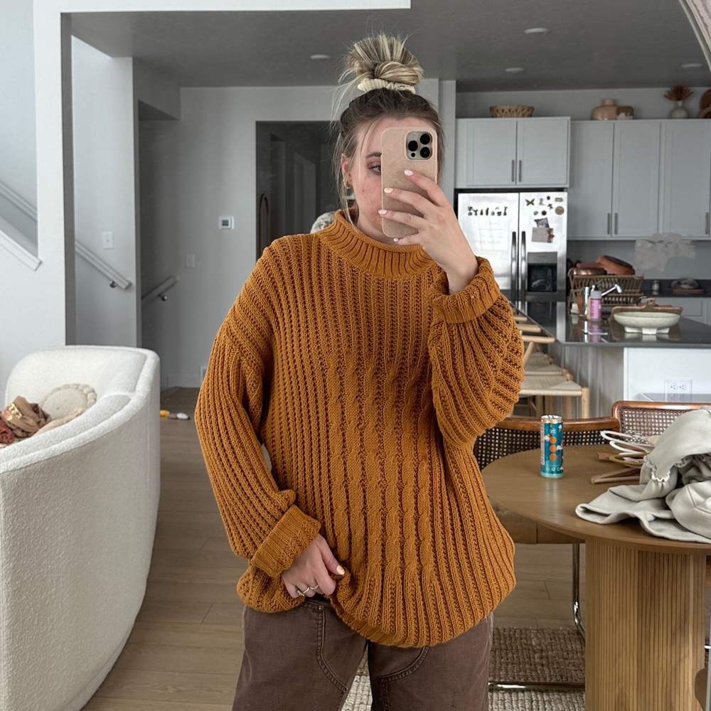 Vintage Mustard Cable Knit Sweater